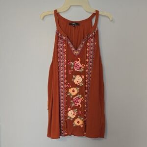ANDREE BY UNIT Floral Embroidered Tank Top in Orange